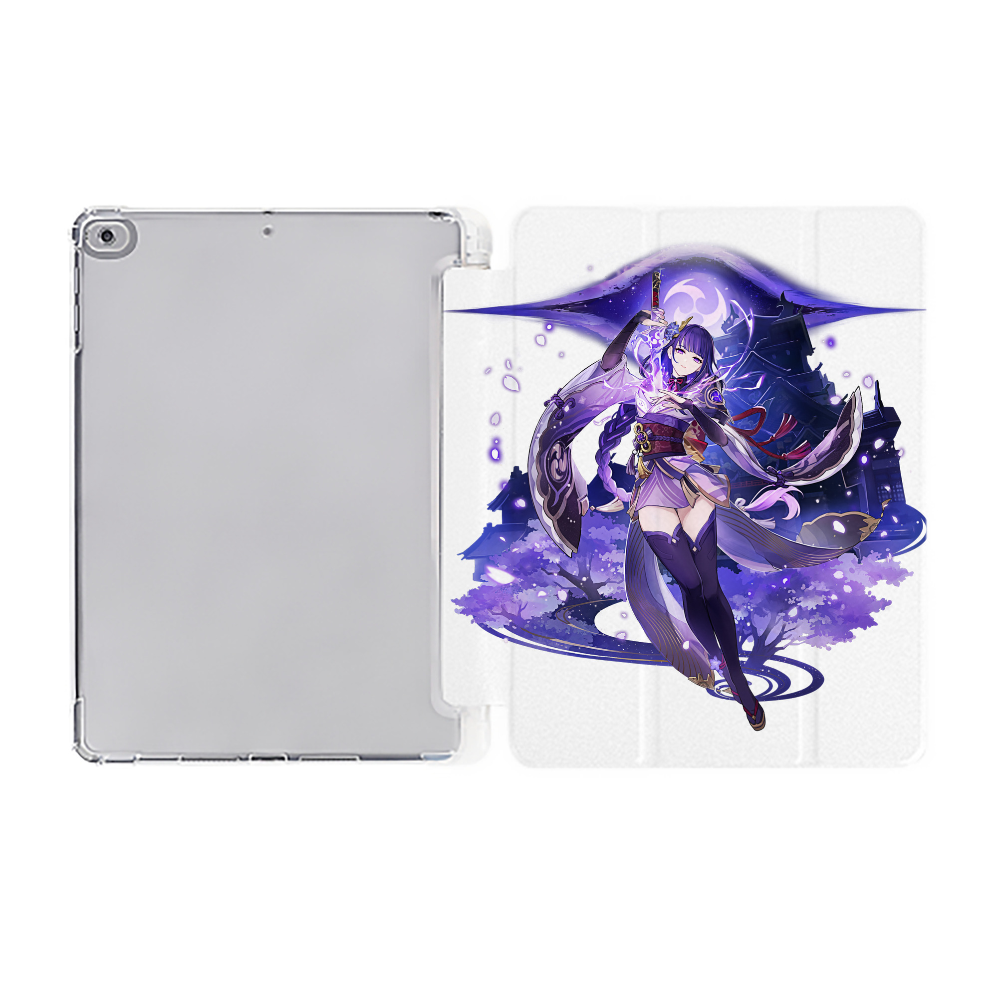 げんし神 雷電将軍 らいでんしょうぐん genshin Raiden Shogun IPad ケース ペン収納付き 三つ折りスタンド PUレザー×シリコン 対応機種9.5/10.5/10.9インチ